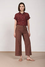 New York Studio Cropped Hose Chino Damen aus Gabardine straight fit