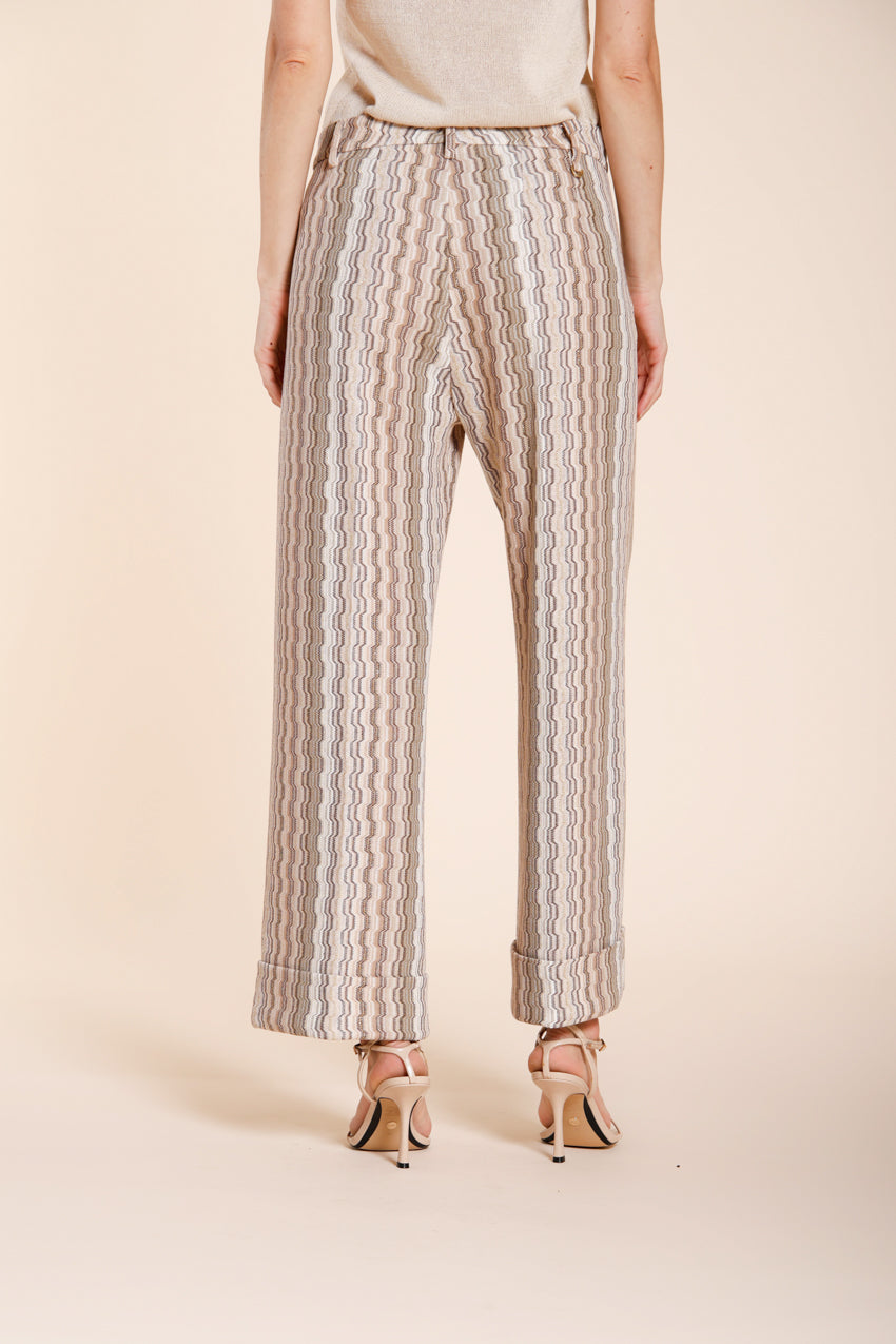 New York Studio Cropped City pantalon chino femme en jersey rayé straight fit