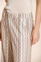 New York Studio Cropped City pantalon chino femme en jersey rayé straight fit