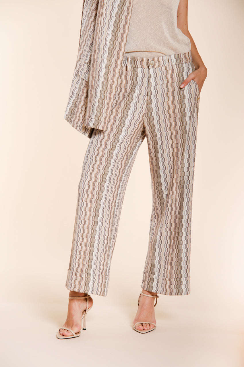 New York Studio Cropped City women's chino pants in striped jersey straight fit