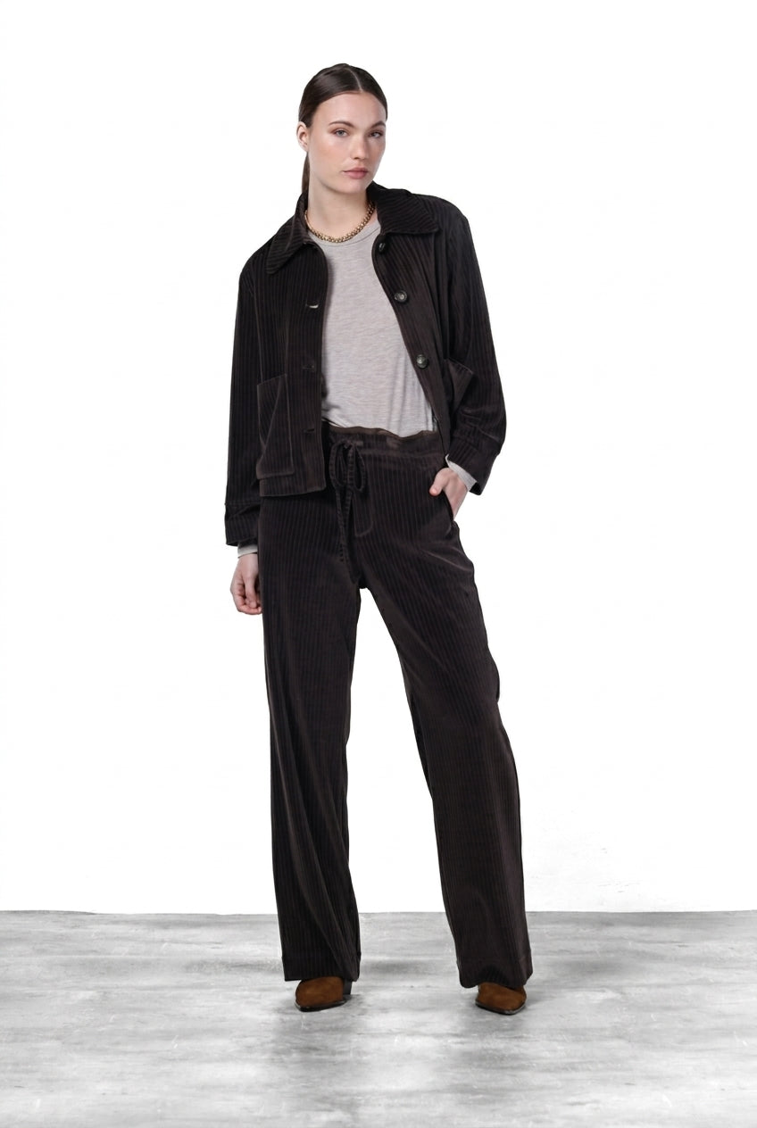 New York Studio Elax Chinohose für Damen aus breit geripptem Samt mit straight fit