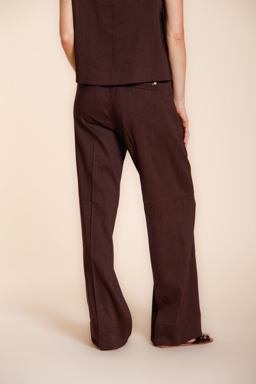 New York Studio Elax pantalone chino jogger donna in tela misto lino straight fit