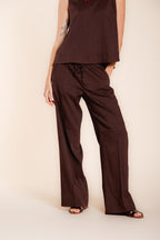 New York Studio Elax pantalone chino jogger donna in tela misto lino straight fit