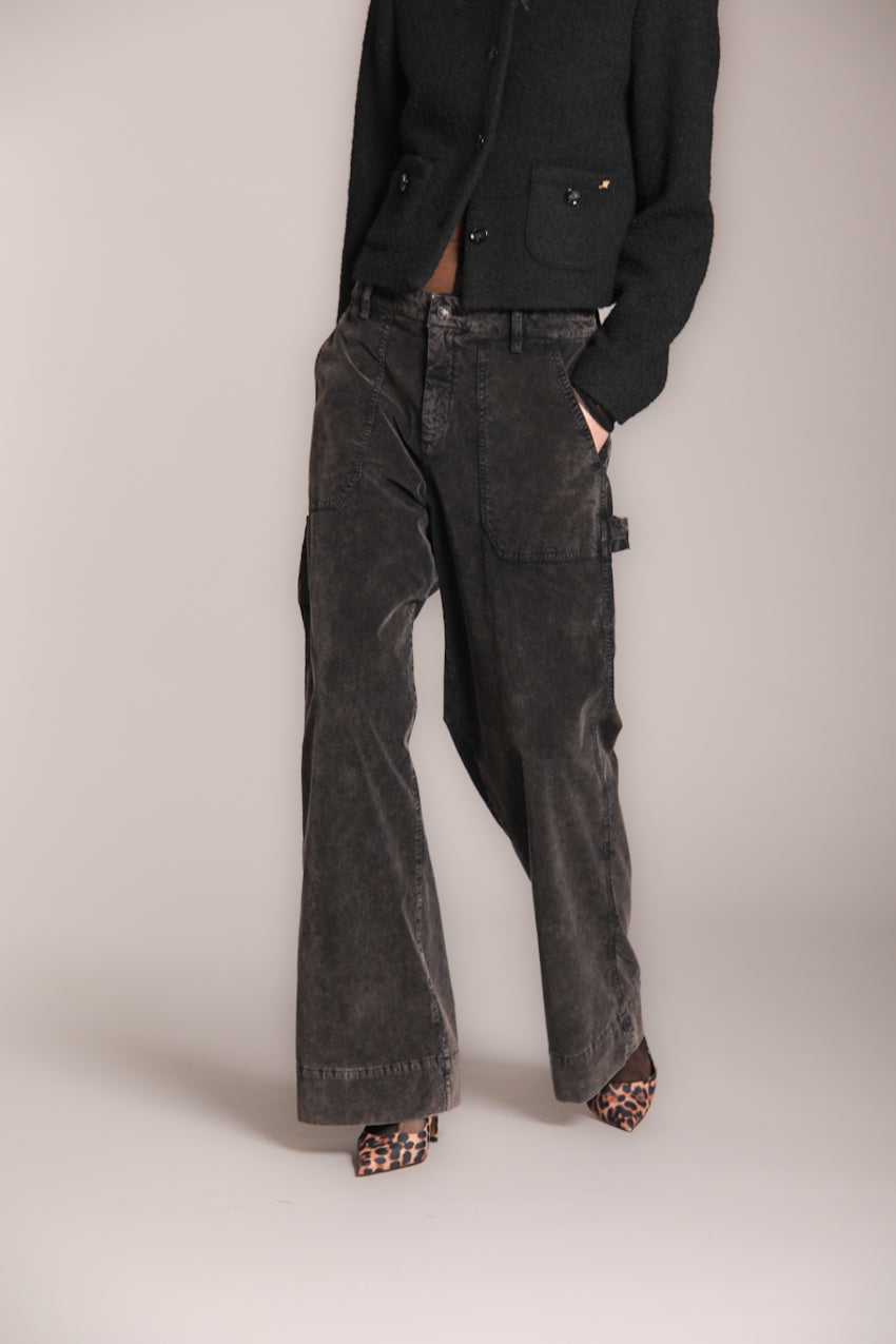 Foto 3 Dallas Wide L pantaloni cargo donna in velluto 1000 righe wide leg