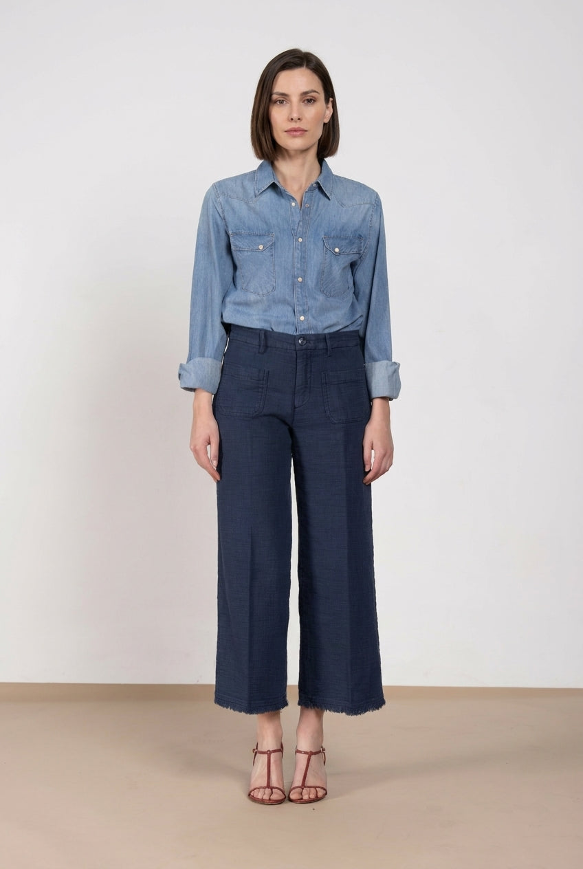 New York Studio Cropped Hose Chino Damen aus Natté straight fit