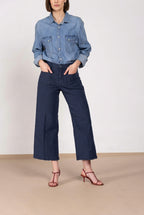 New York Studio Cropped Hose Chino Damen aus Natté straight fit