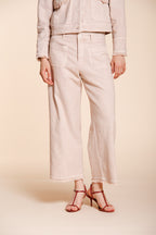 New York Studio Cropped pantalon chino femme en natté straight fit