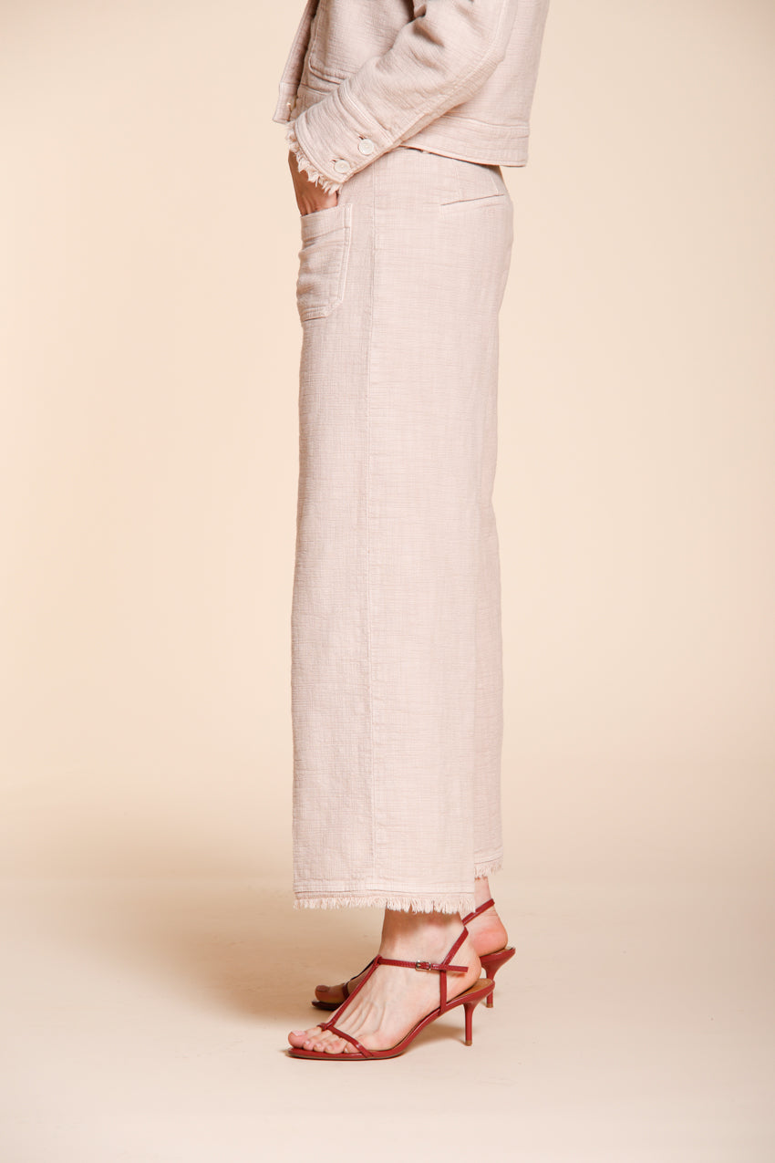 New York Studio Cropped Damen Chino Hose aus Gewebe in Mattenoptik straight fit