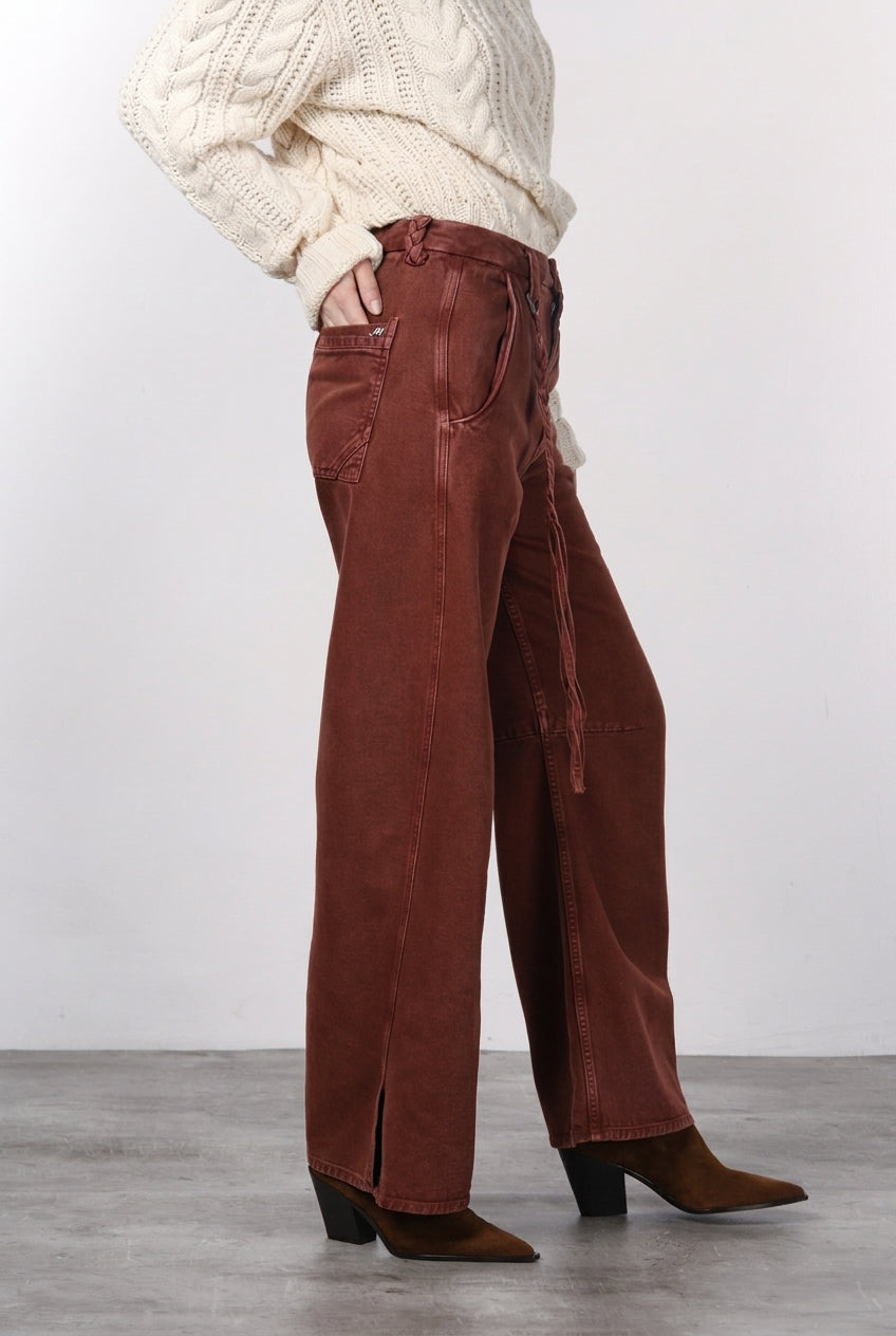 Violette Chinohose für Damen aus Twill mit balloon fit ①

