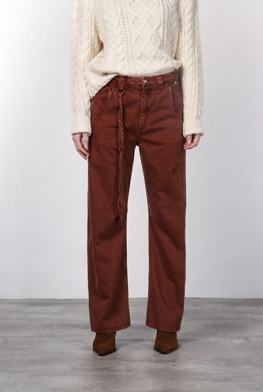 Violette Chinohose für Damen aus Twill mit balloon fit ①
