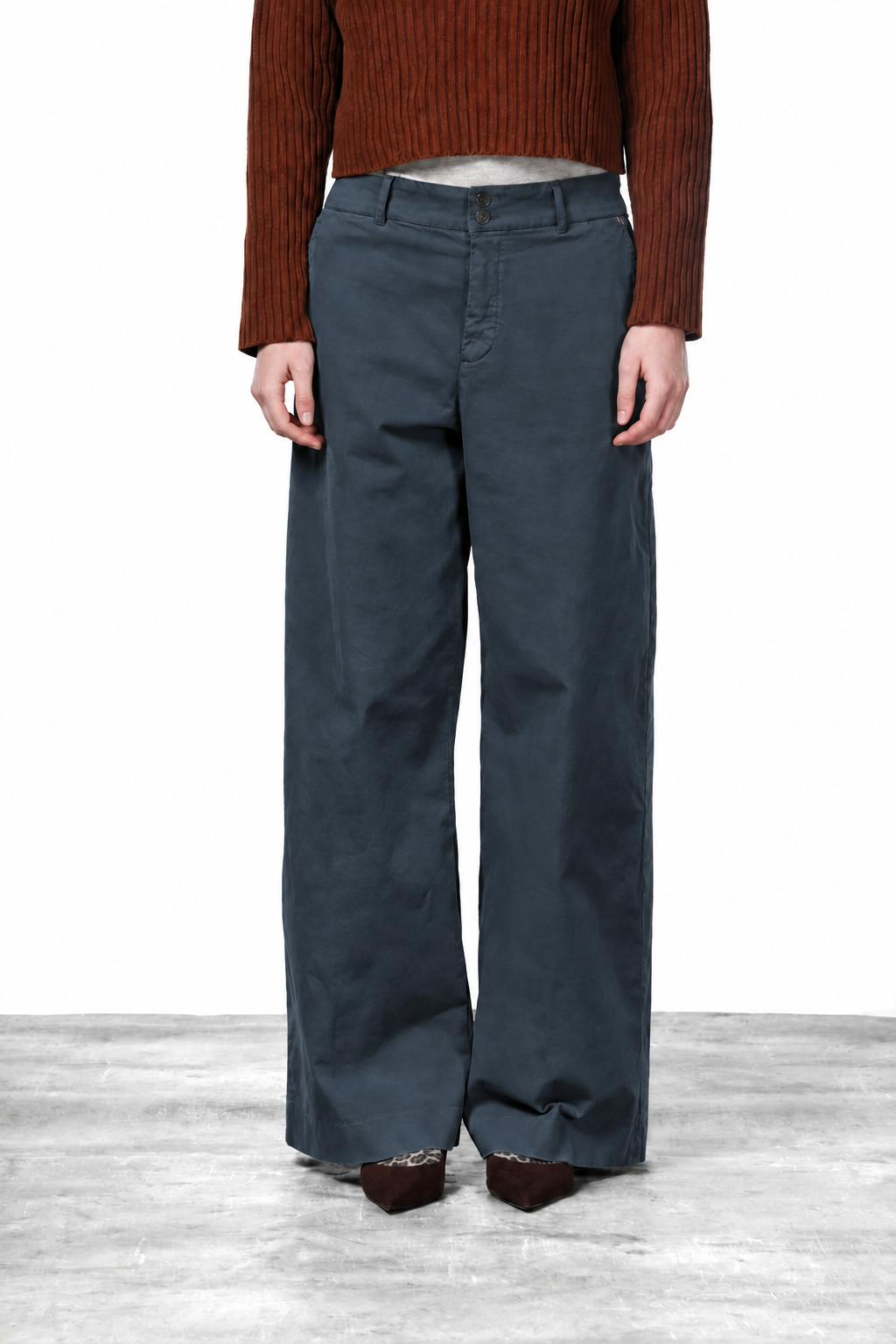 New York Wide women's chino trousers in satin, wide leg