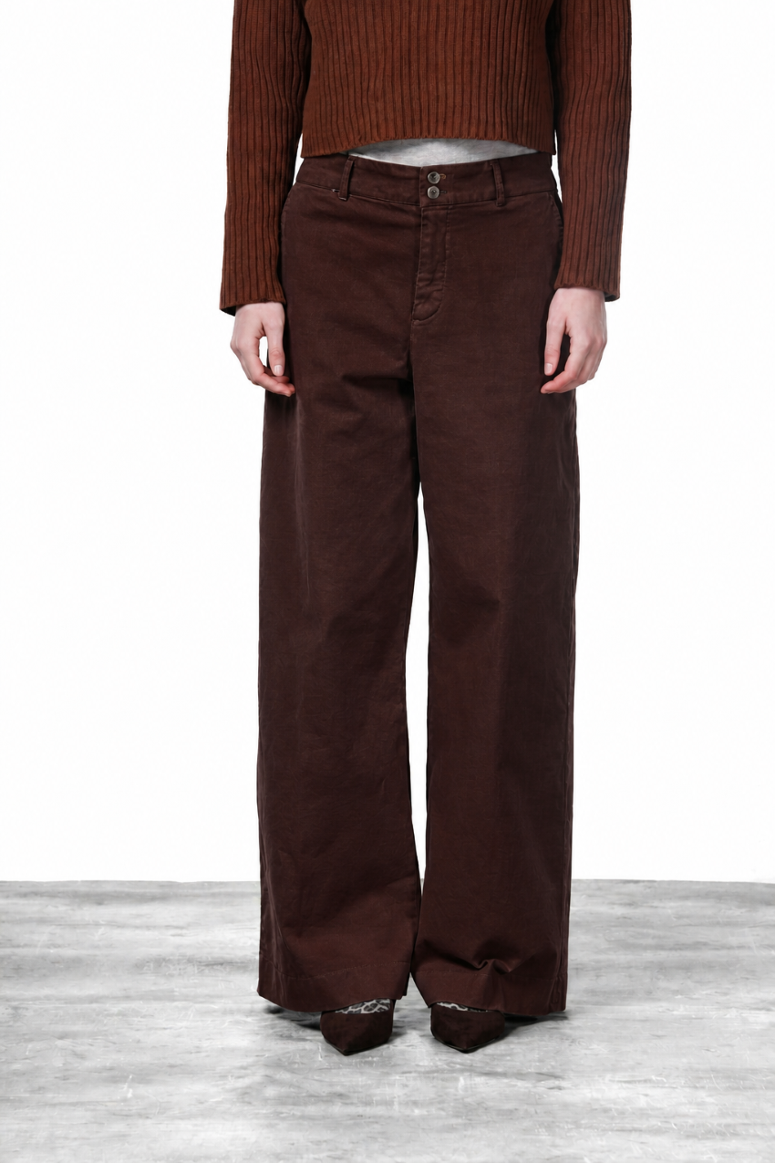 New York Wide women's chino trousers in satin, wide leg