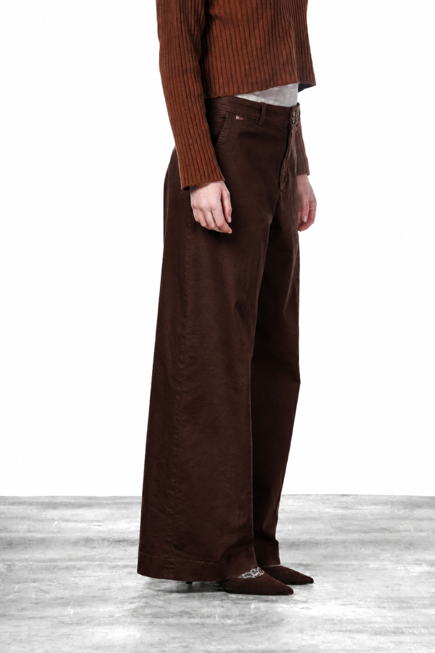 New York Wide women's chino trousers in satin, wide leg