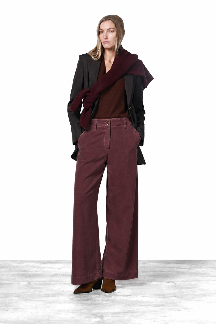 New York Wide Elax women's chino trousers in gabardine, wide leg