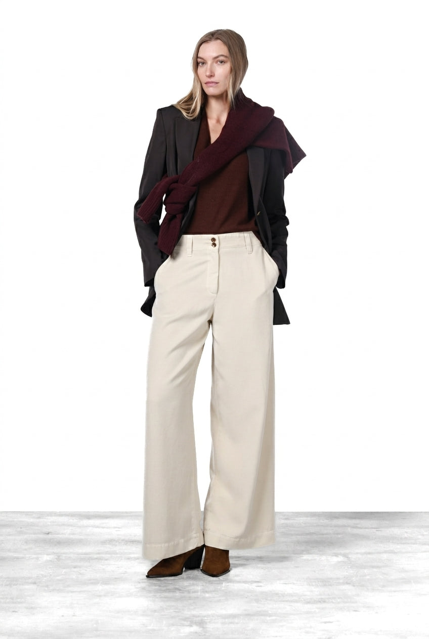 New York Wide Elax women’s chino trousers in gabardine, wide leg
