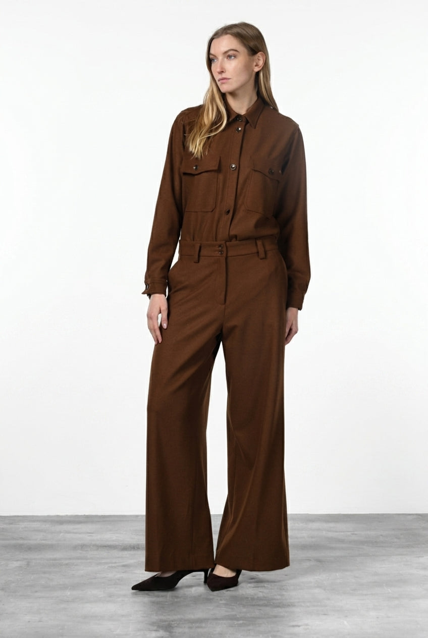 New York Wide Elax women's chino trousers in flannel jersey, wide leg