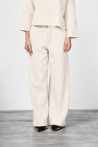 New York Wide women's chino trousers in wool cloth, wide leg