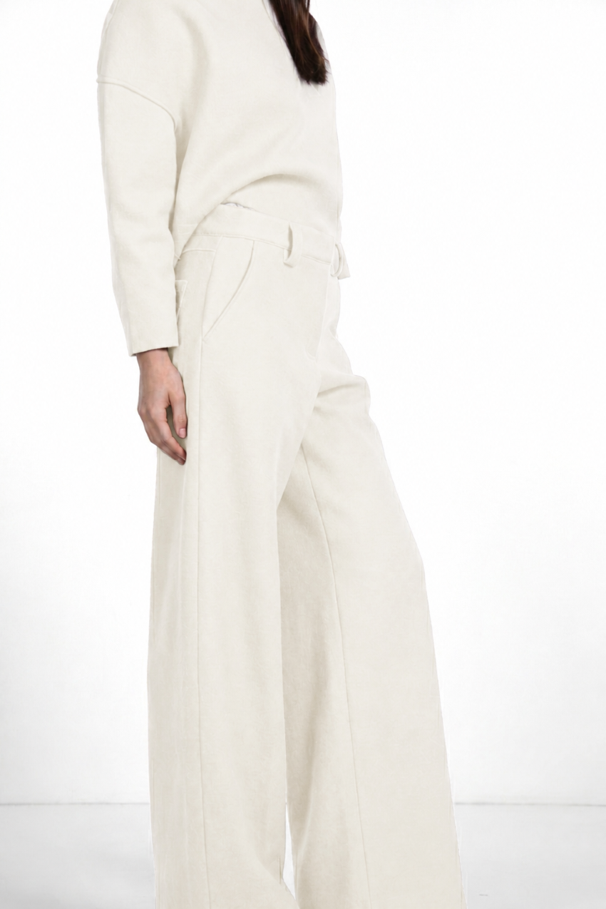 New York Wide women's chino trousers in wool cloth, wide leg