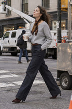 New York Wide Damen-Chinohose mit 5 Taschen aus Stretch-Denim, Wide Leg