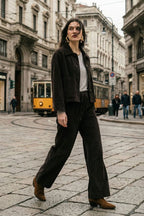 New York Studio Elax pantalon chino femme en velours à grosses côtes straight fit