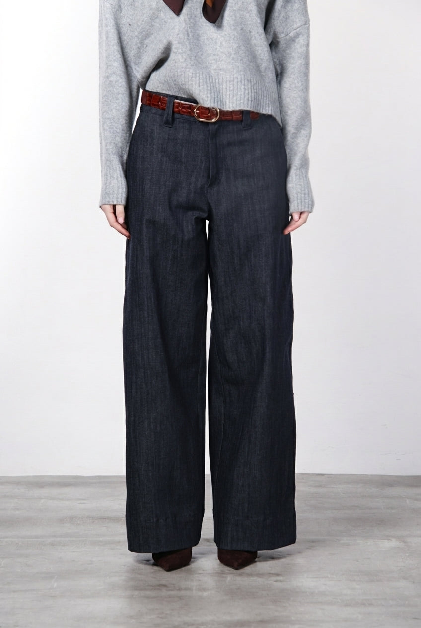New York Wide women’s 5-pocket chino trousers in stretch denim, wide leg