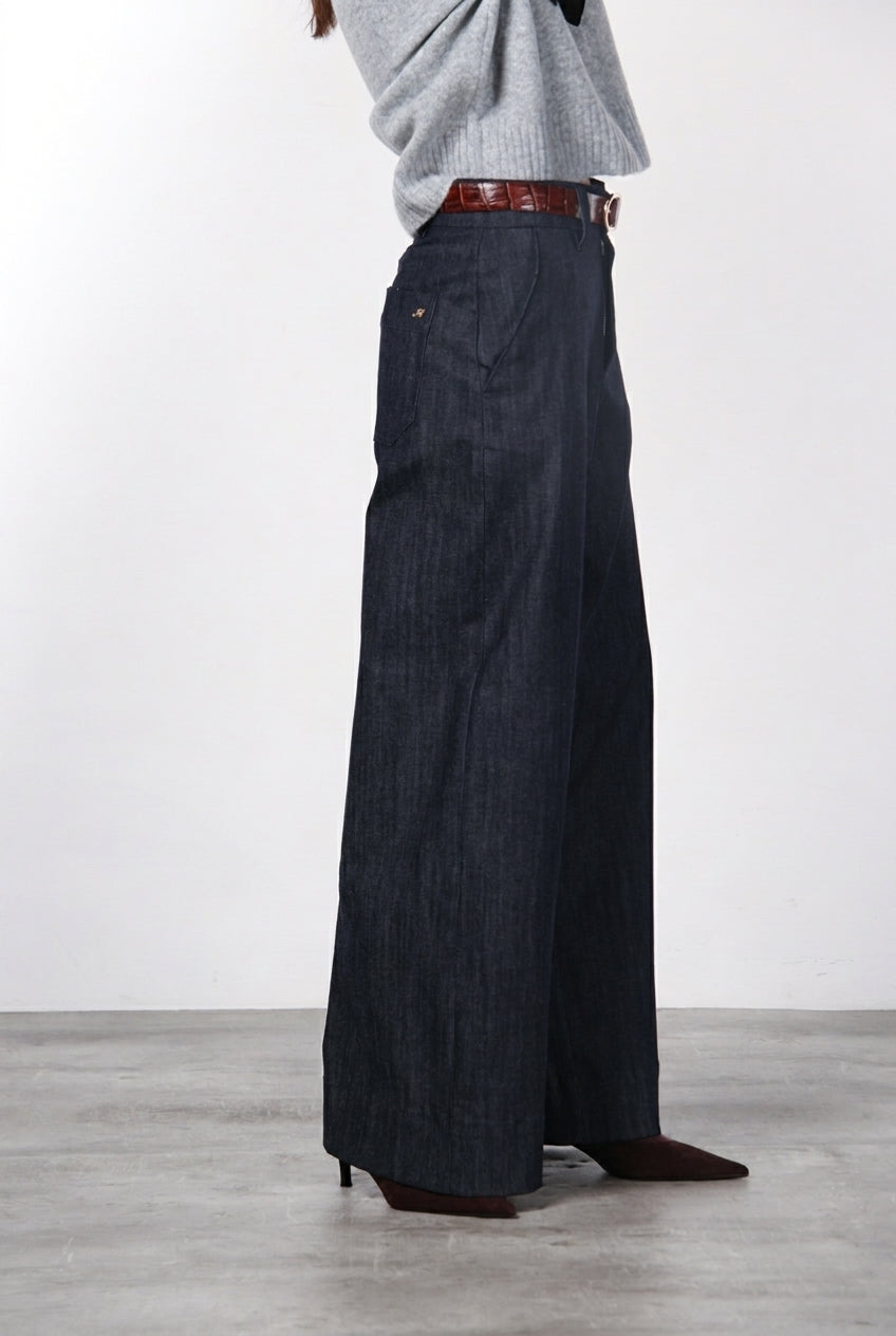 New York Wide women’s 5-pocket chino trousers in stretch denim, wide leg