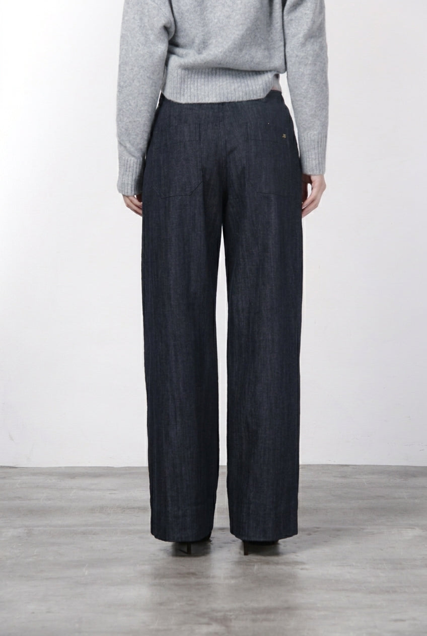 New York Wide women’s 5-pocket chino trousers in stretch denim, wide leg