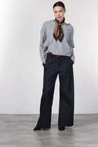 New York Wide women’s 5-pocket chino trousers in stretch denim, wide leg