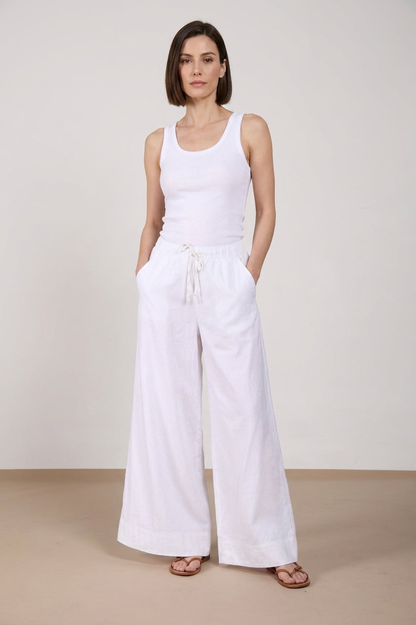 Portofino women's chino jogger pants in lightweight linen and cotton canvas wide leg