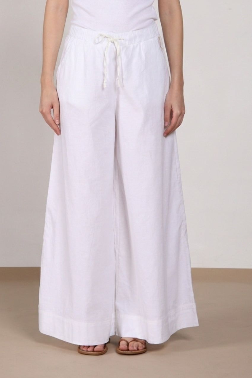 Portofino pantalone chino jogger donna in tela di lino e cotone leggero wide leg