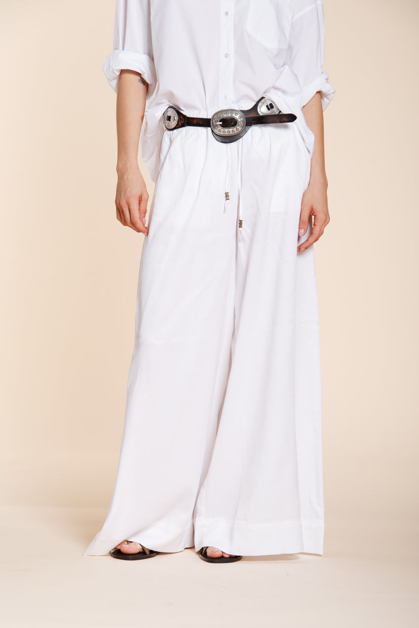 Portofino women's chino jogger pants in lightweight linen and cotton canvas wide leg