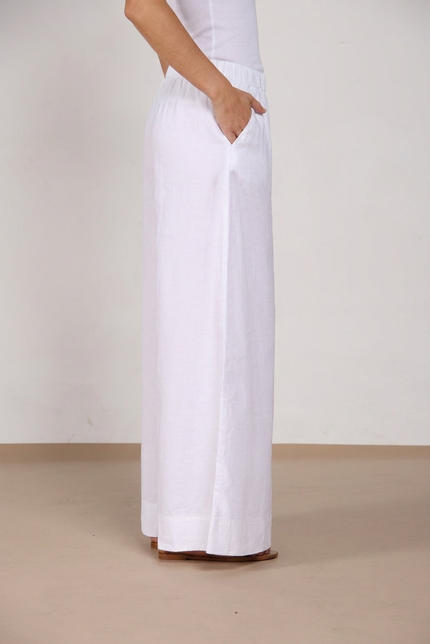 Portofino women's chino jogger pants in lightweight linen and cotton canvas wide leg