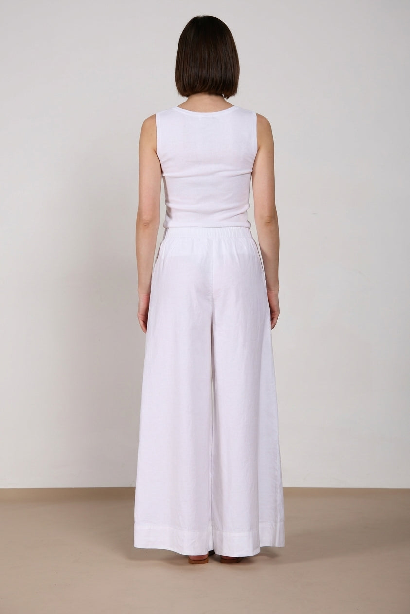 Portofino women's chino jogger pants in lightweight linen and cotton canvas wide leg