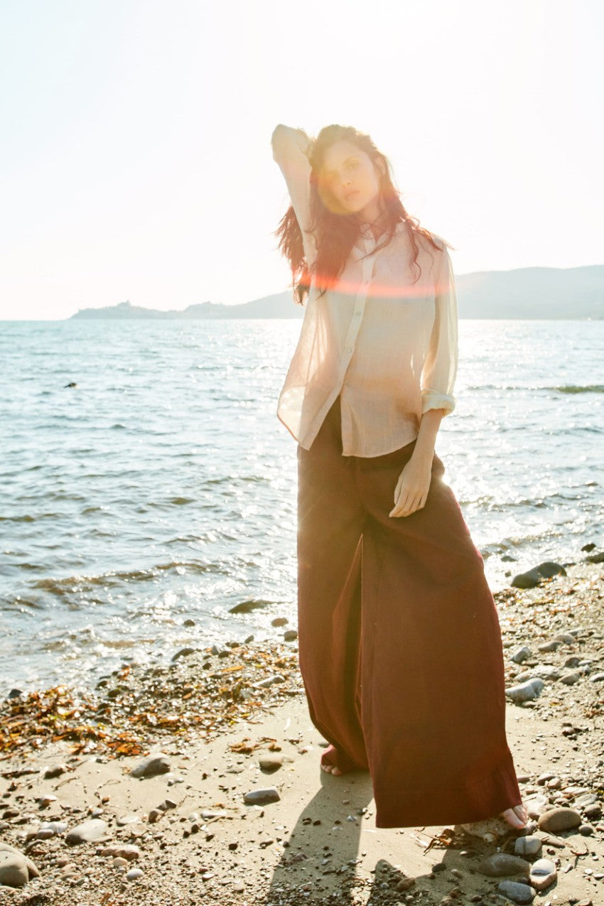 Portofino Damen Chino-Jogger-Hose aus leichtem Leinen und Baumwollcanvas wide leg