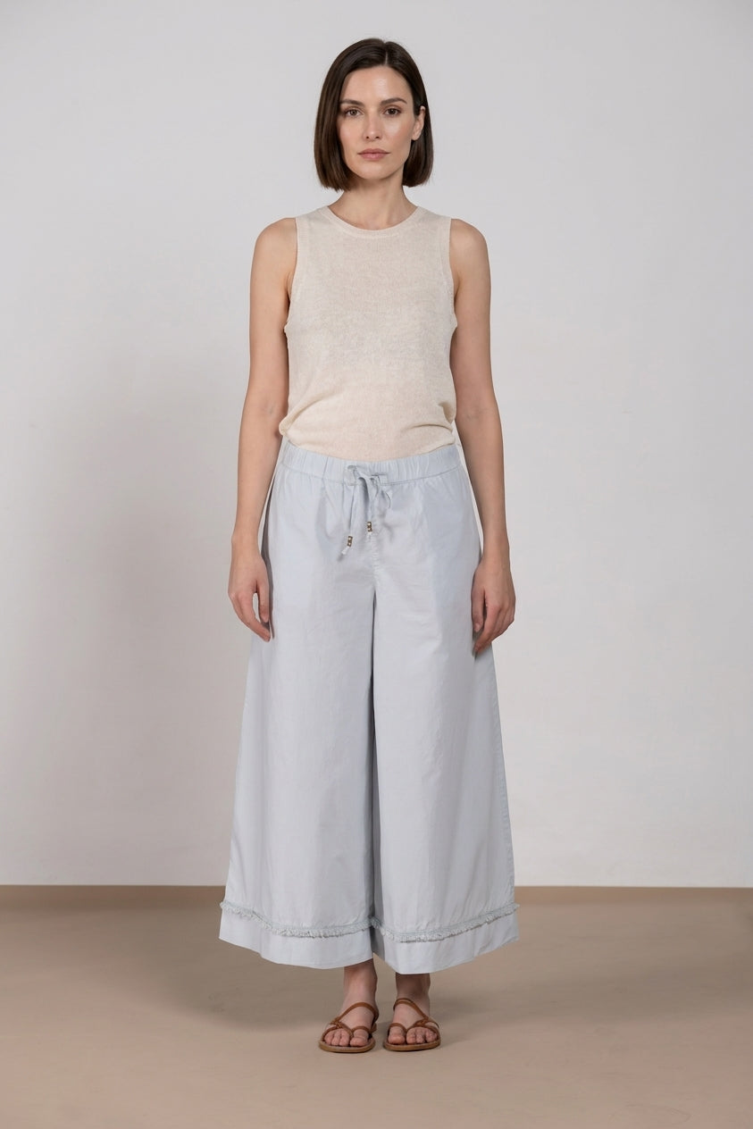 Portofino Cropped pantalone chino jogger donna in popeline wide leg