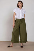 Portofino Cropped women's chino jogger pants in poplin wide leg