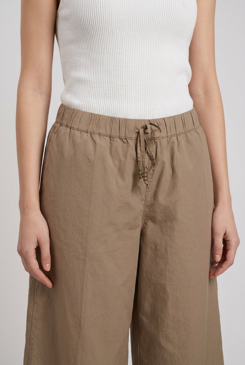 Portofino Cropped women's chino jogger pants in poplin wide leg