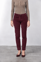 New York Slim pantalone chino donna in velluto a costa grande slim fit ①