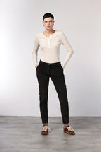 New York Slim pantalon chino femme en velours à grosses côtes slim fit ①