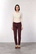 New York Slim pantalon chino femme en velours à grosses côtes slim fit ①