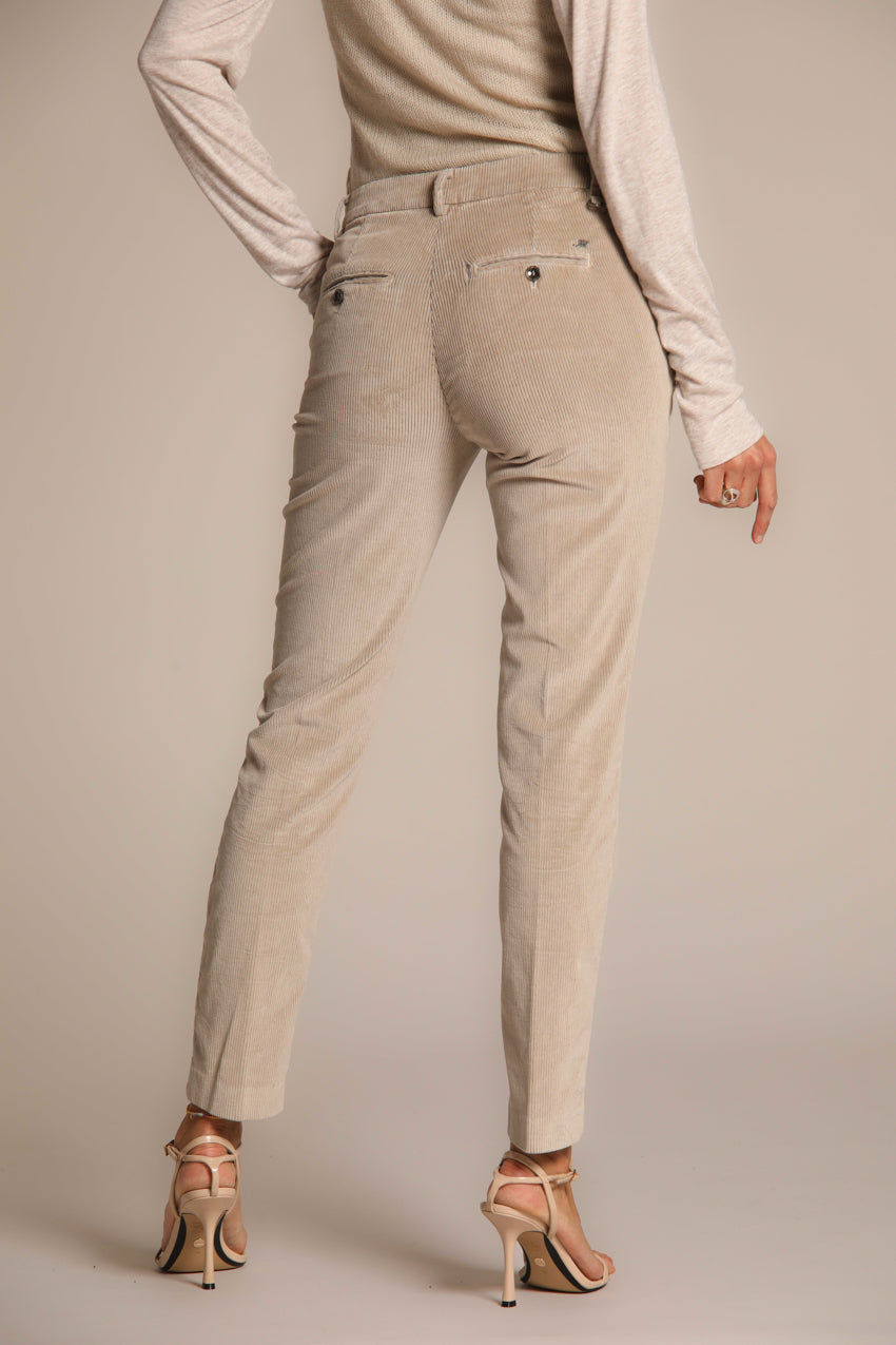 New York Slim pantalone chino donna in velluto a coste slim fit