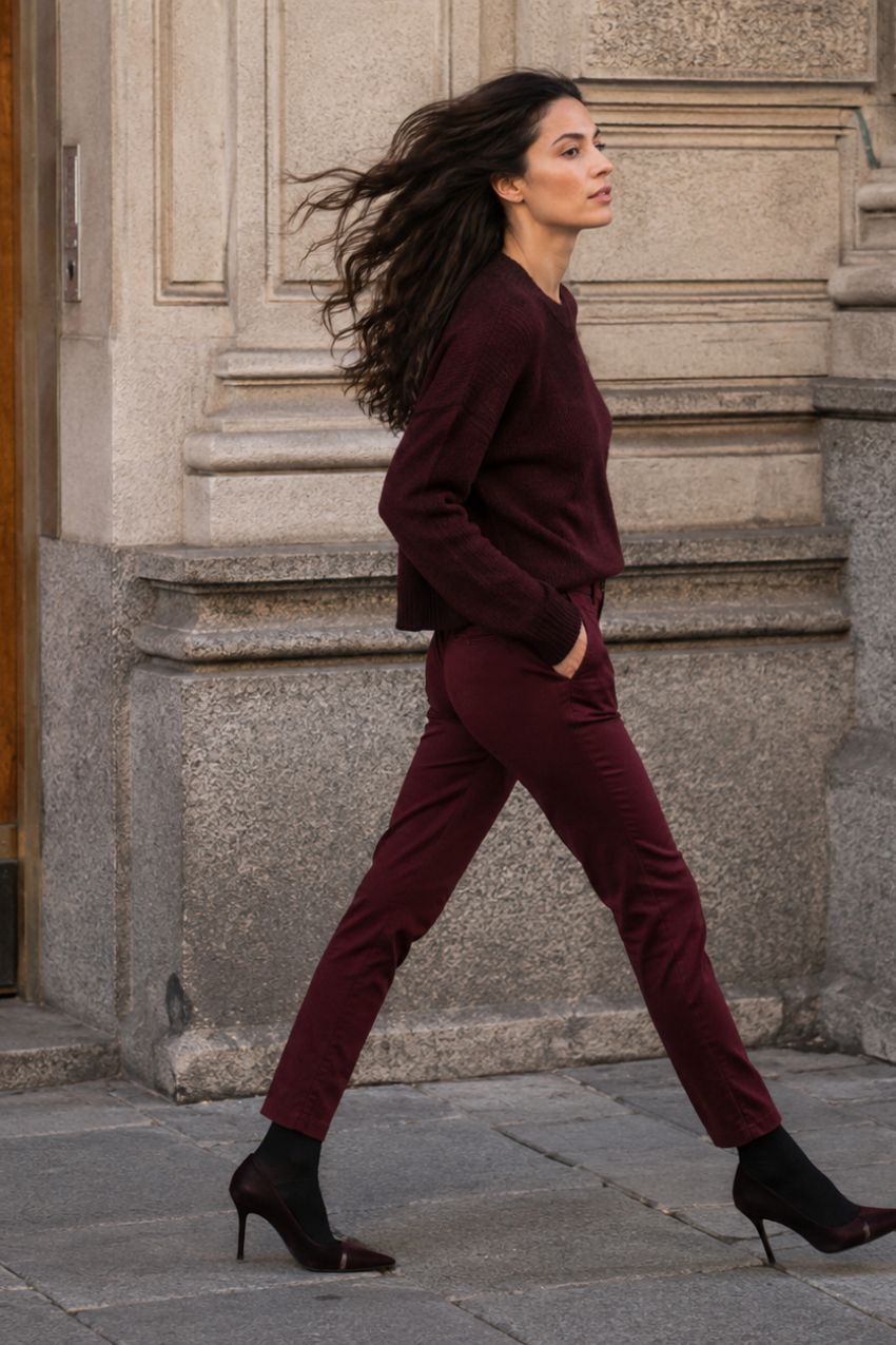 New York Slim pantalone chino donna in raso slim fit ①