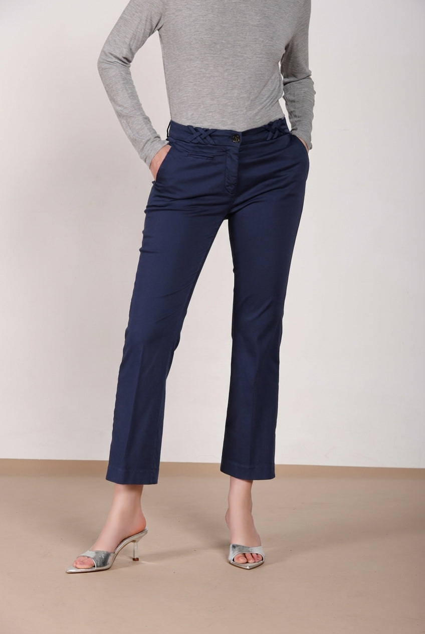 New York Trumpet Hose Chino Damen aus Stretch Satin slim fit