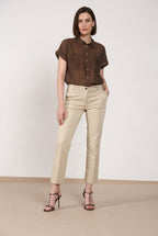 New York Trumpet pantalone chino donna in raso stretch slim fit