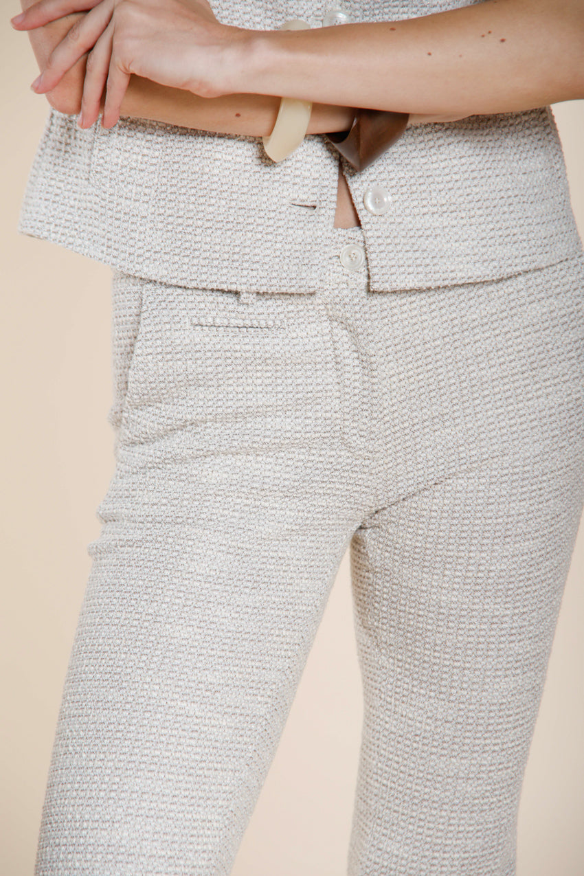 New York Trumpet pantalone chino donna in jersey trama a chicco di riso slim fit