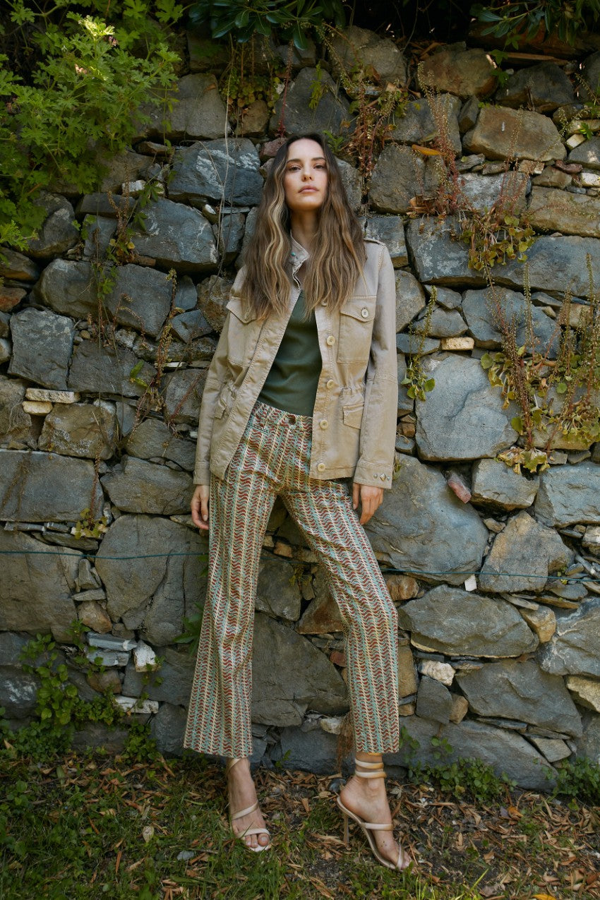 New York Trumpet Pantalon chino femme en piqué avec imprimé slim fit