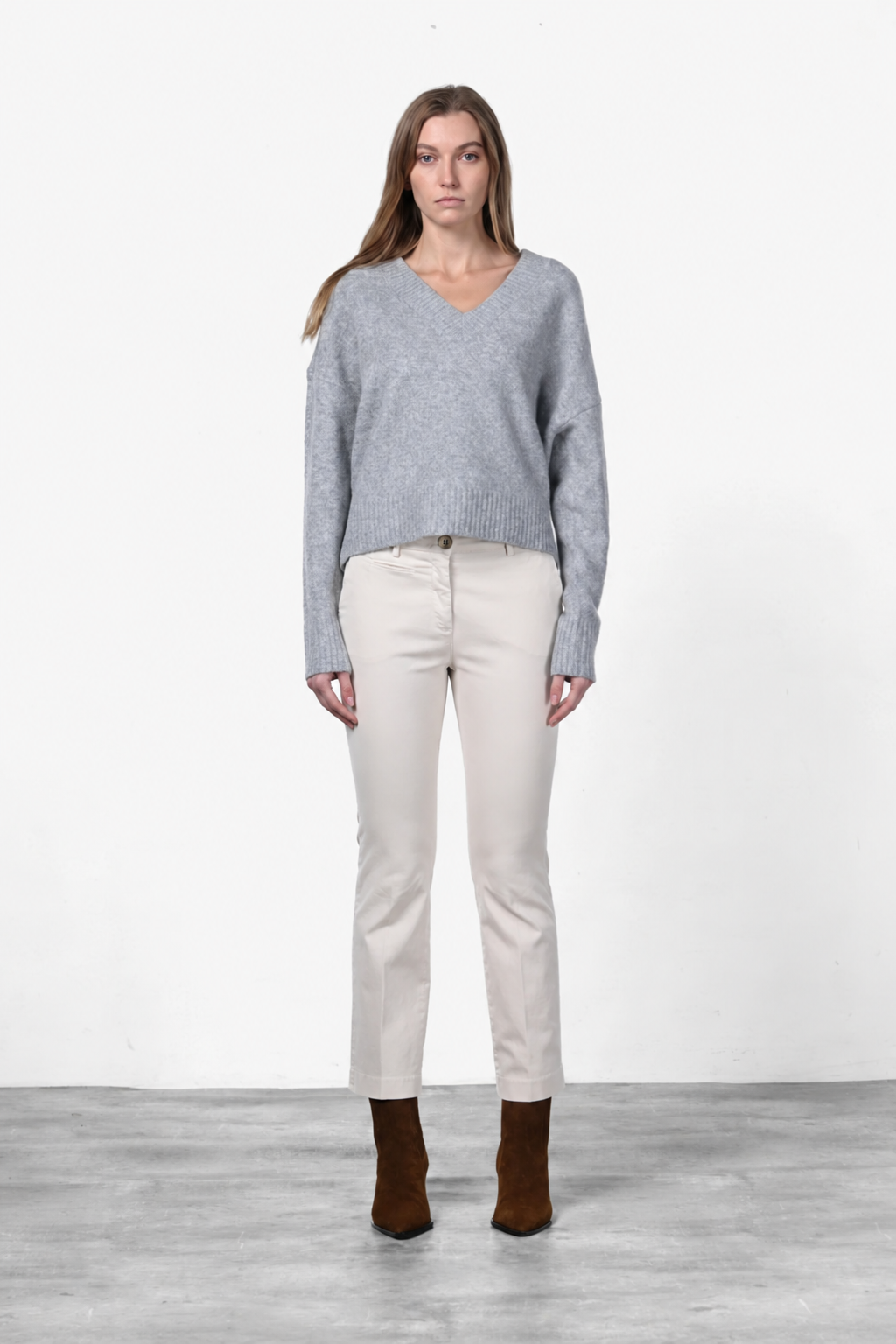 New York Trumpet pantalon chino femme en gabardine, coupe slim ①