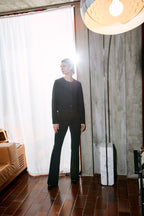 New York Flare pantalon chino femme en jersey piqué slim fit