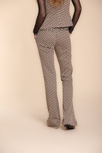 Foto 4 New York Flare pantalone chino donna in jersey con disegno rombo slim fit