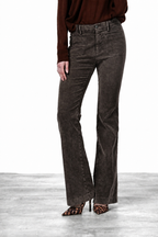 New York Flare pantalone chino donna in velluto 1000 righe slim fit